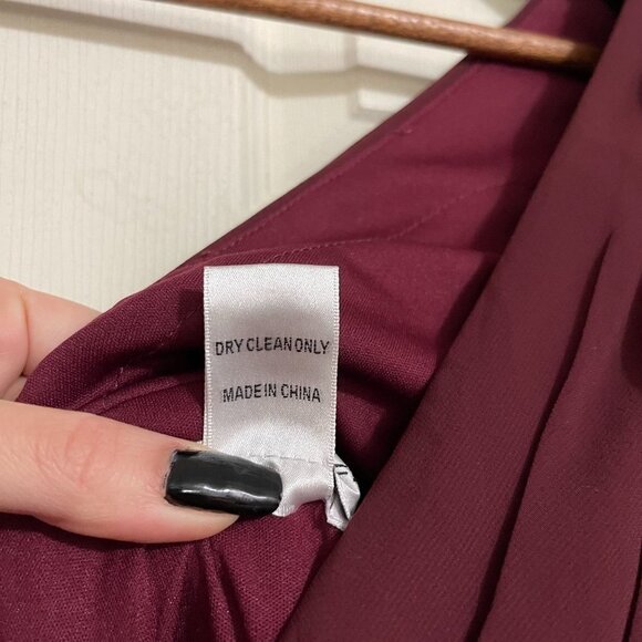 Levkoff Women's Burgundy Sangria Chiffon V-Neck A-Line Pleated Dress Gown Size 4 - Picture 6 of 10